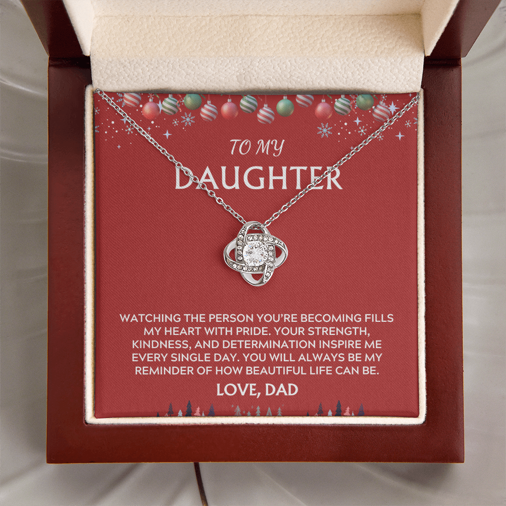 To Daughter, from Dad. Inspirational message with a holiday background.