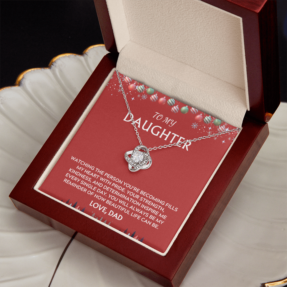 To Daughter, from Dad. Inspirational message with a holiday background.