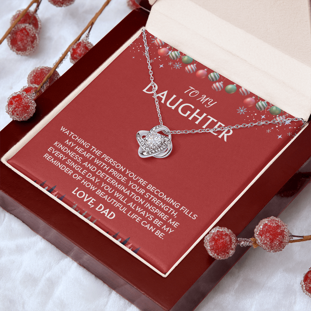 To Daughter, from Dad. Inspirational message with a holiday background.