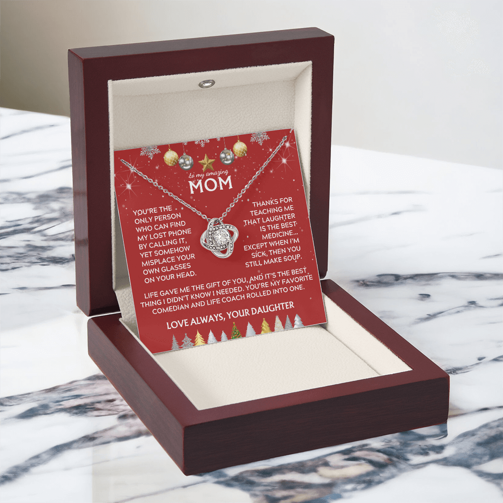 To Mom, from Daughter. Life gave me the gift of you. Holiday card.