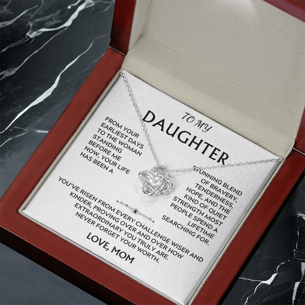To Daughter, from Mom. Loving, inspiration, heartfelt necklace.