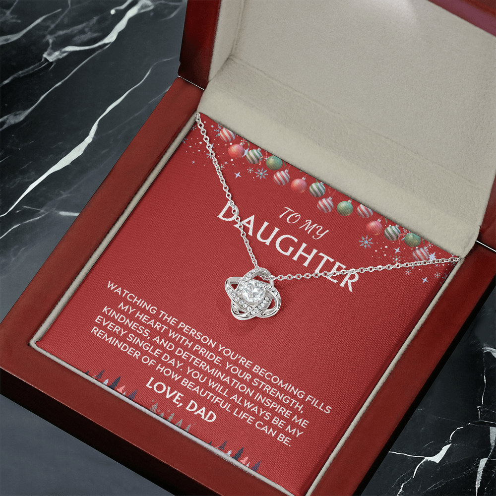 To Daughter, from Dad. Inspirational message with a holiday background.