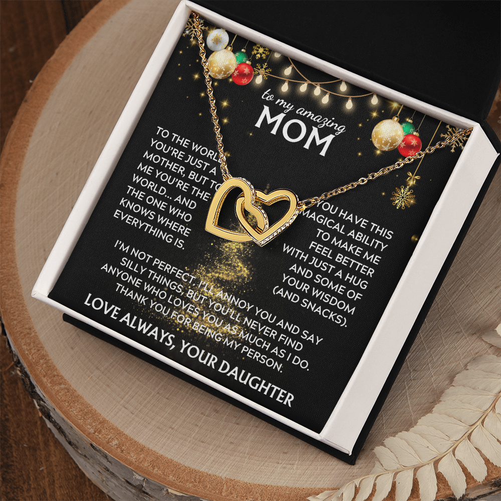 To Mom, from Daughter. Thank you for being my person. Holiday card.