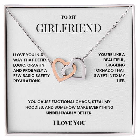 Double heart necklace to girlfriend - silly romantic fun