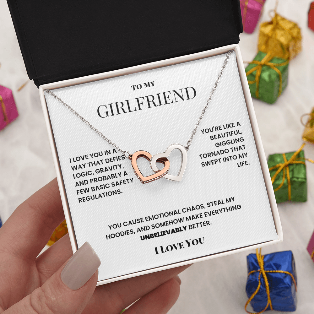 Double heart necklace to girlfriend - silly romantic fun