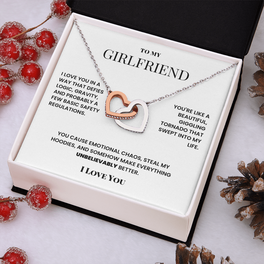 Double heart necklace to girlfriend - silly romantic fun