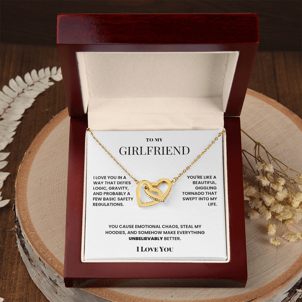 Double heart necklace to girlfriend - silly romantic fun