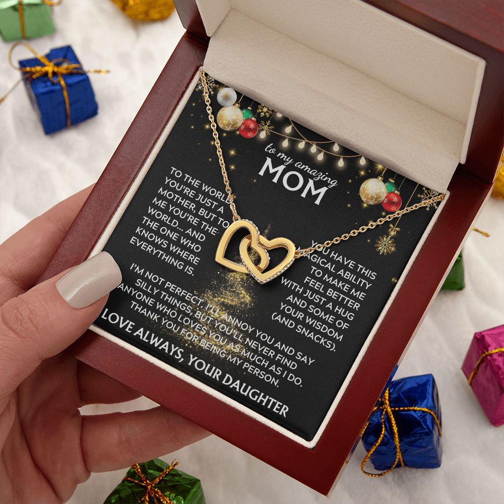 To Mom, from Daughter. Thank you for being my person. Holiday card.