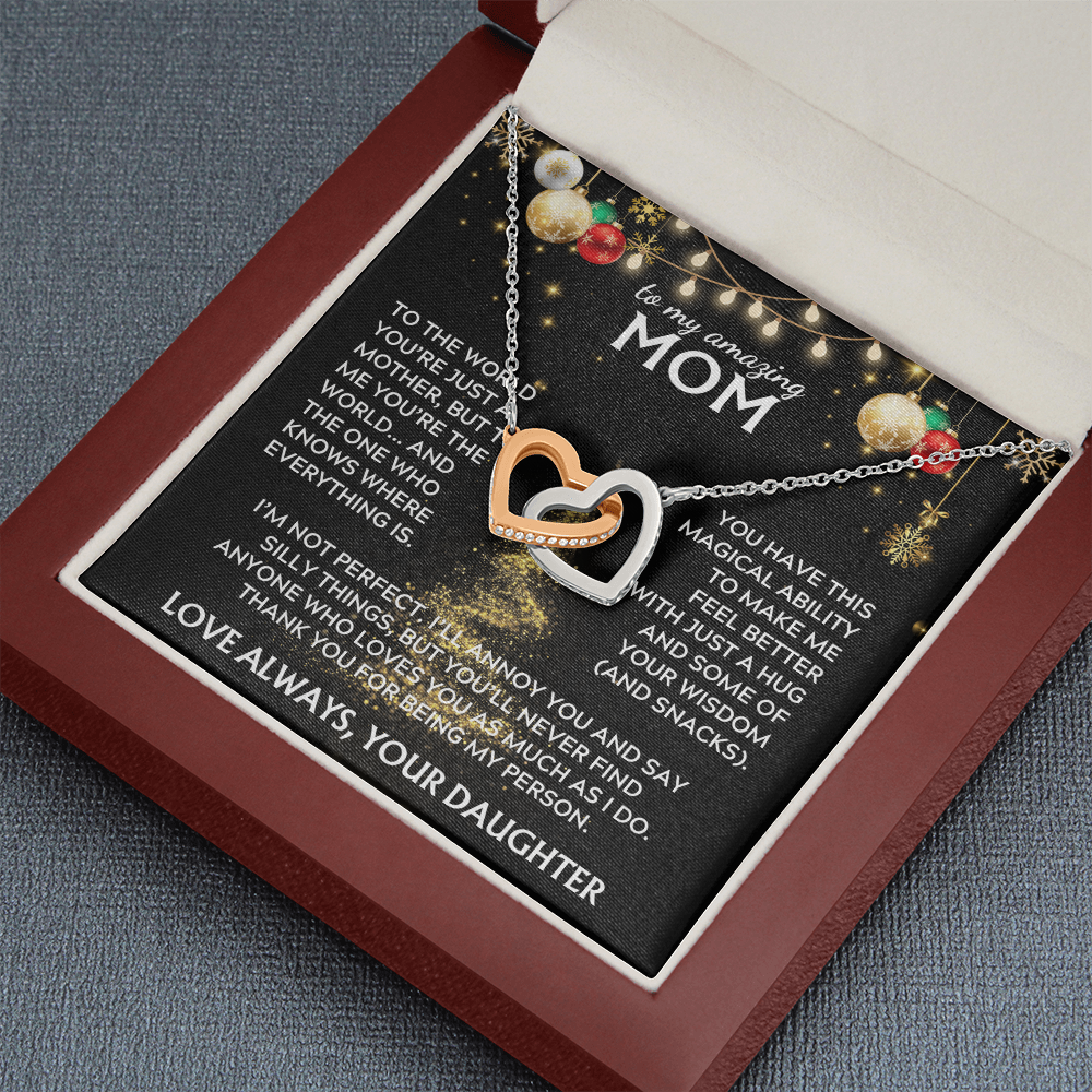 To Mom, from Daughter. Thank you for being my person. Holiday card.