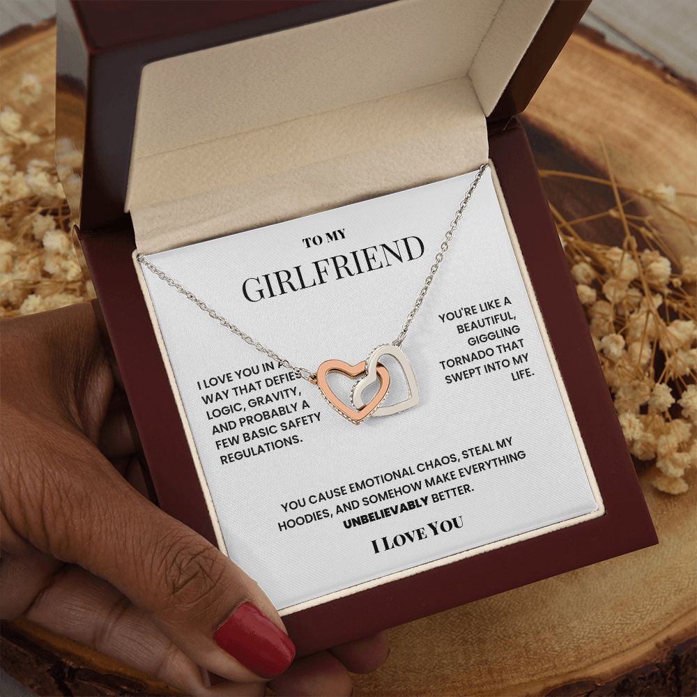 Double heart necklace to girlfriend - silly romantic fun