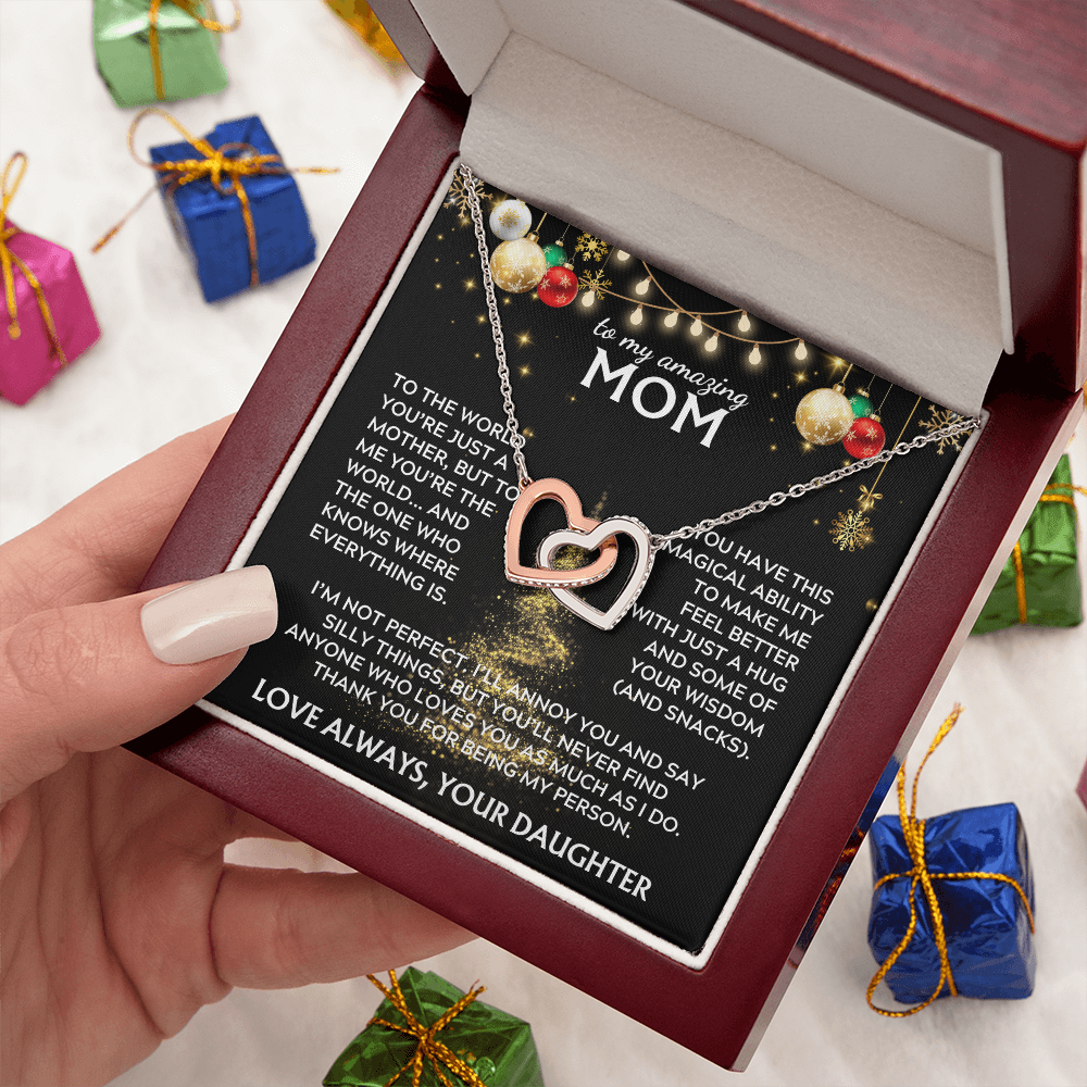 To Mom, from Daughter. Thank you for being my person. Holiday card.