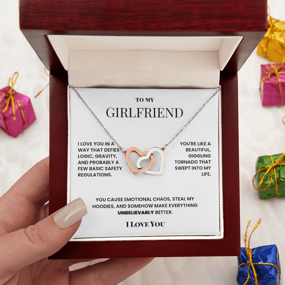 Double heart necklace to girlfriend - silly romantic fun