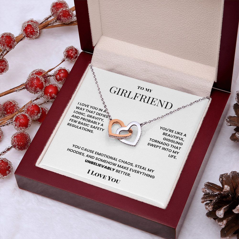 Double heart necklace to girlfriend - silly romantic fun