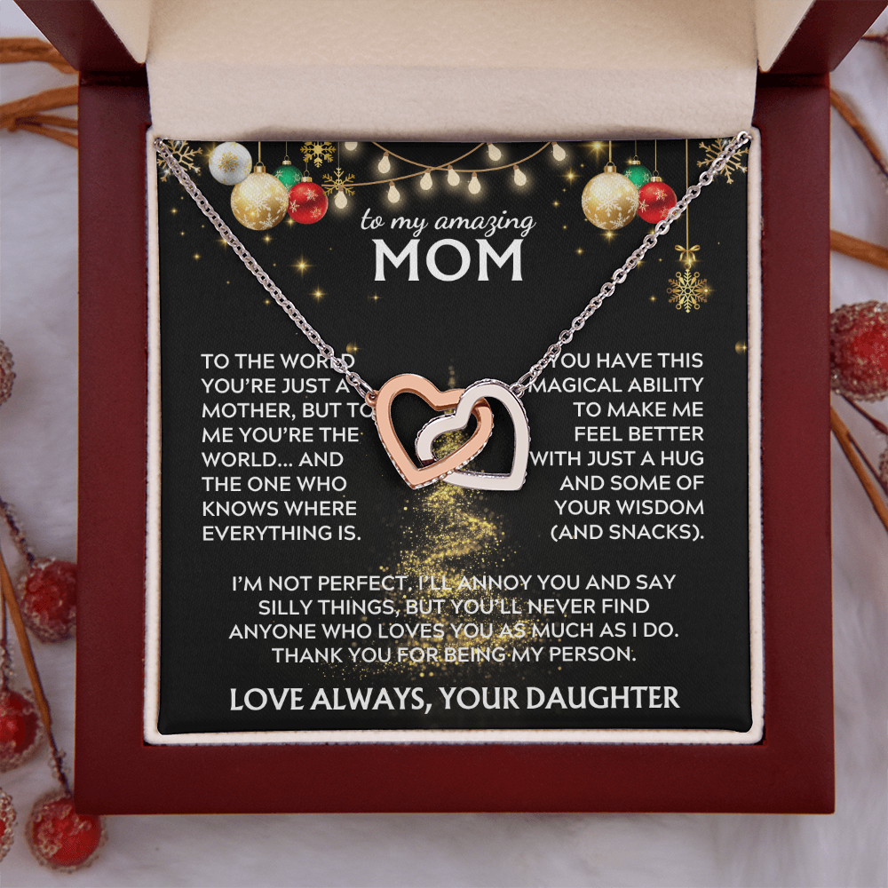 To Mom, from Daughter. Thank you for being my person. Holiday card.