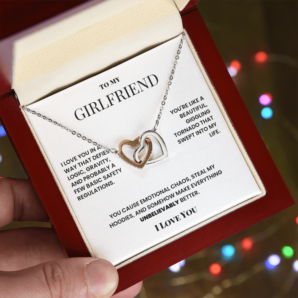 Double heart necklace to girlfriend - silly romantic fun