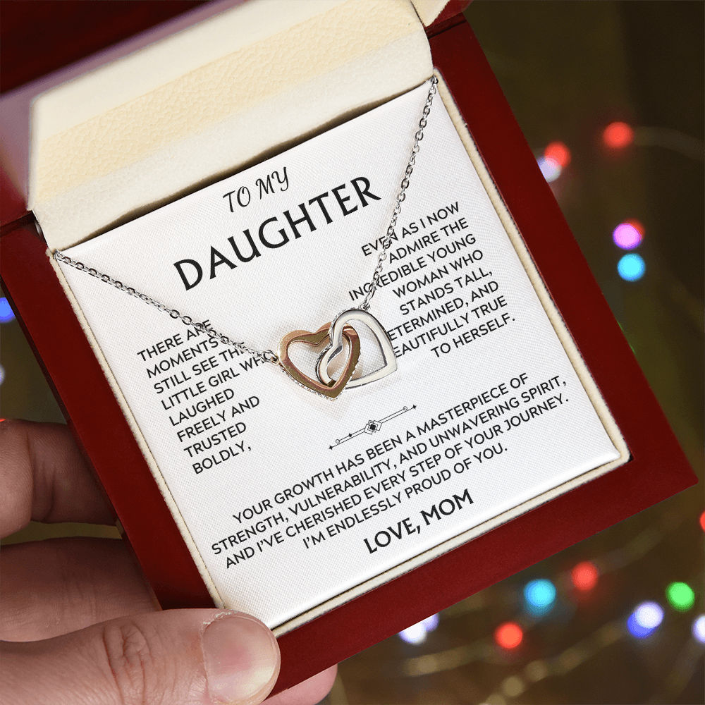 To Daughter, from Mom. Inspirational, loving, heartfelt necklace.