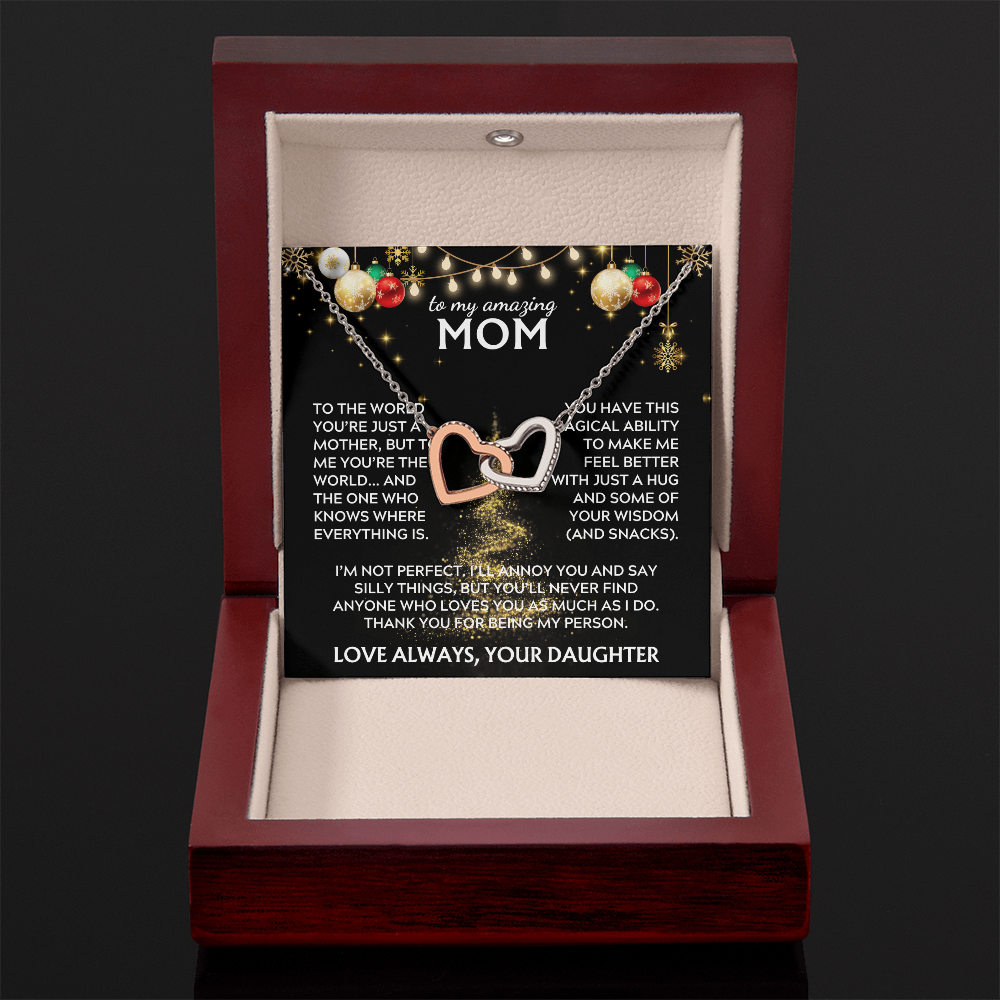 To Mom, from Daughter. Thank you for being my person. Holiday card.