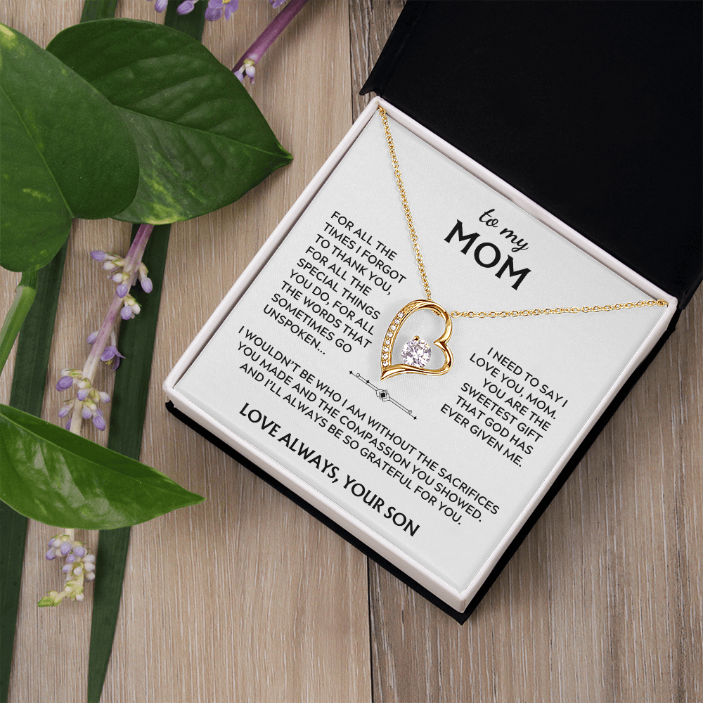 To Mom, from Son. I'll always be so grateful for you.