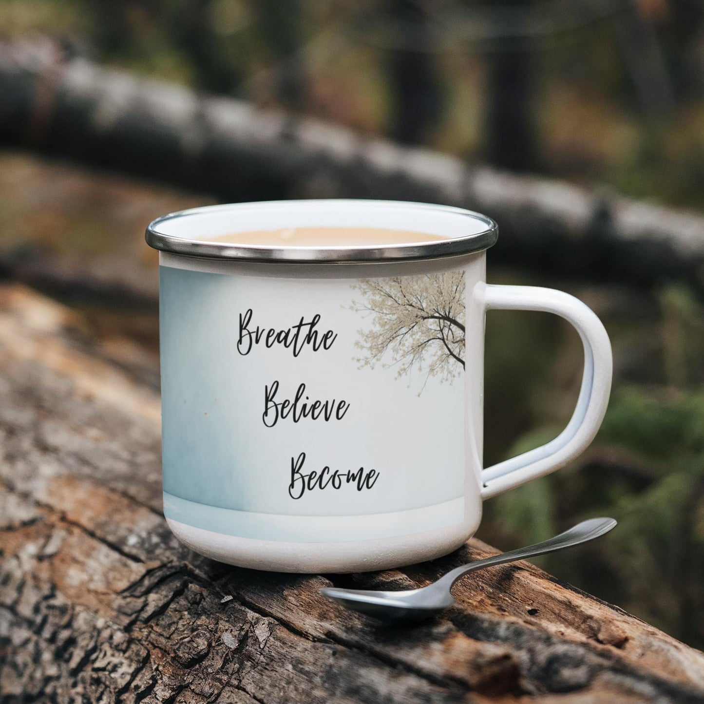 Breathe. Believe. Become. Camping Mug.