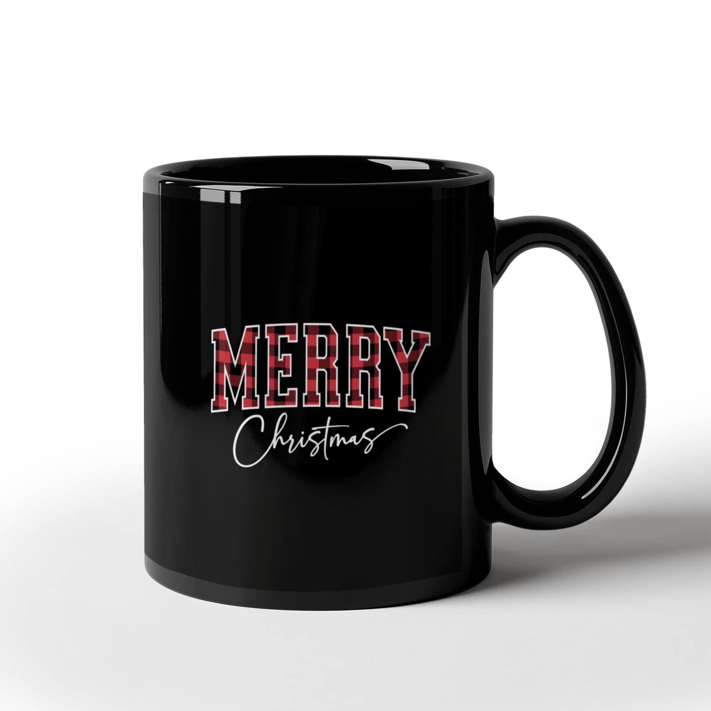 Merry Christmas Black Ceramic Mug