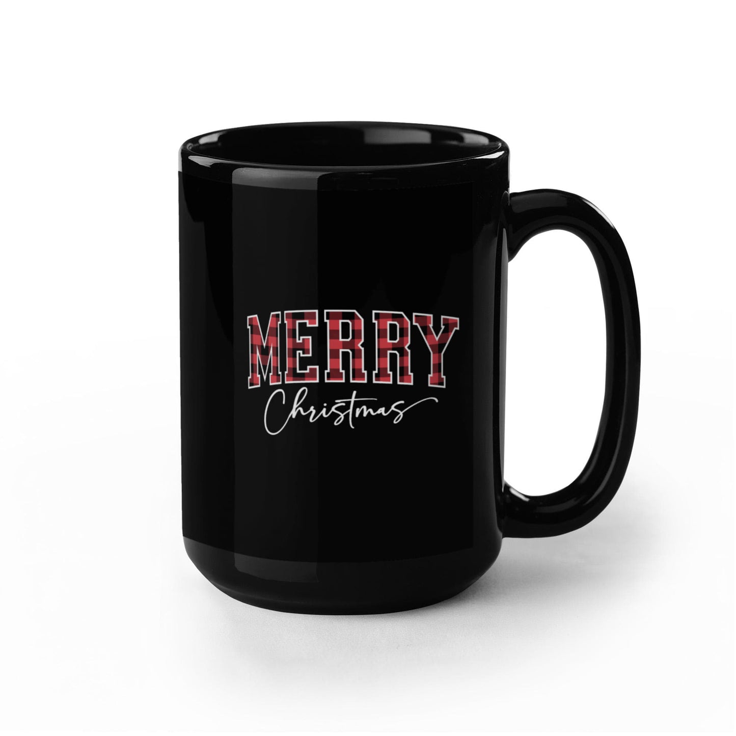 Merry Christmas Black Ceramic Mug