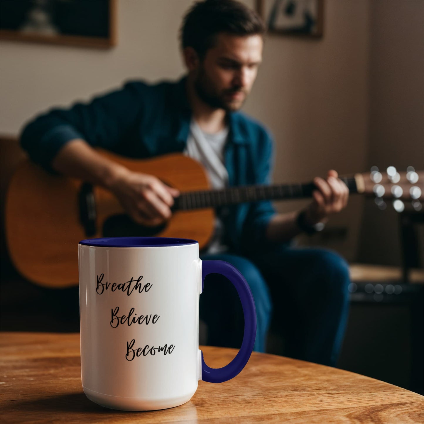 Breathe. Believe. Become. Ceramic Mugs.