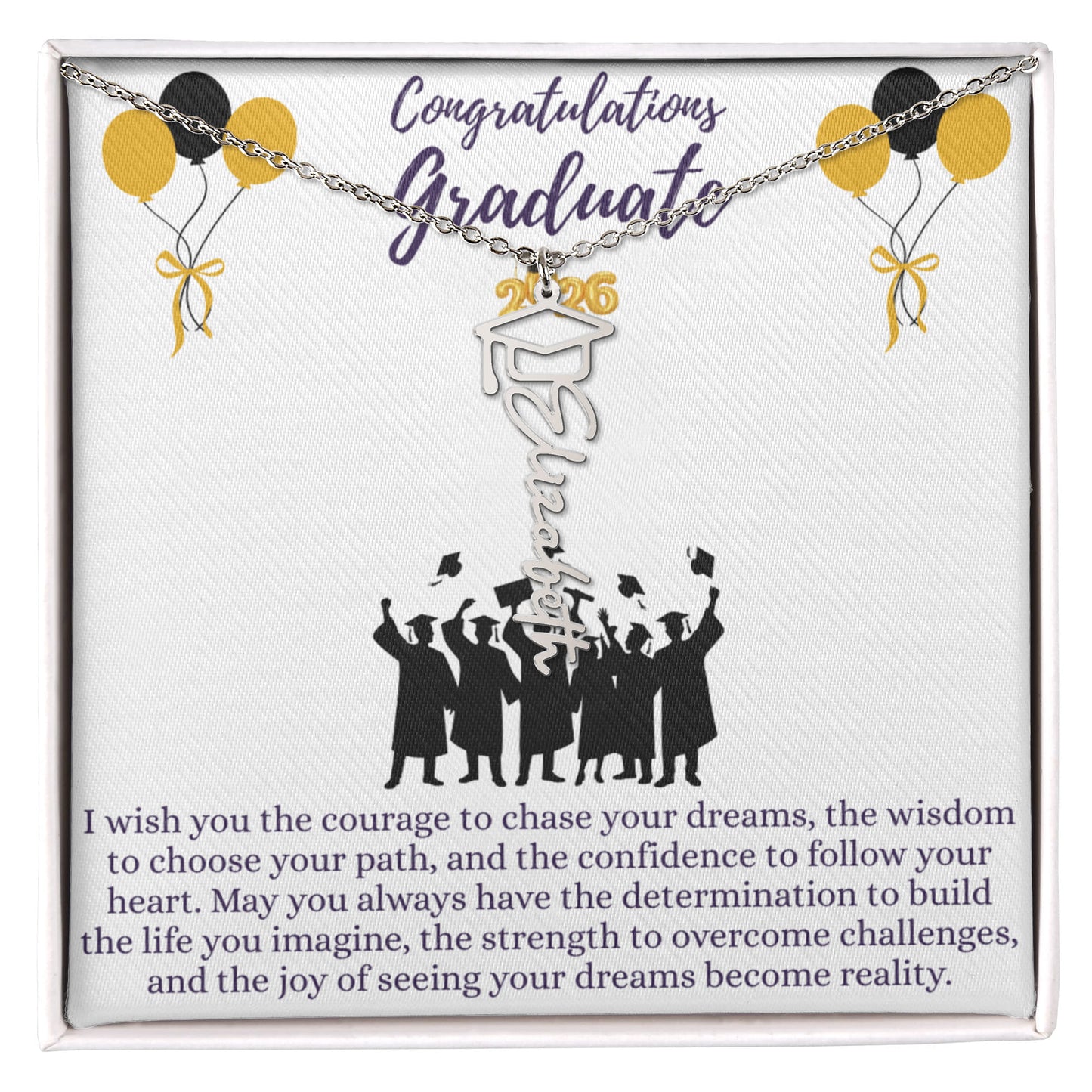 Name Graduation Necklace with "I wish..." Quote