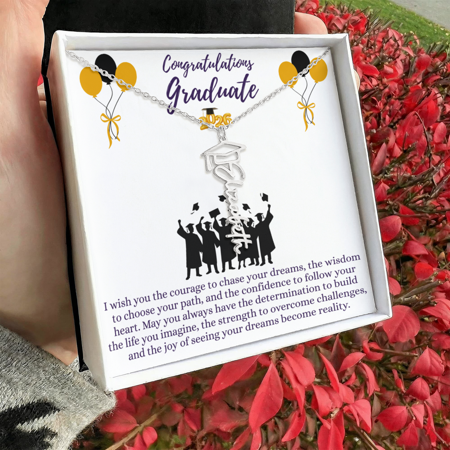 Name Graduation Necklace with "I wish..." Quote