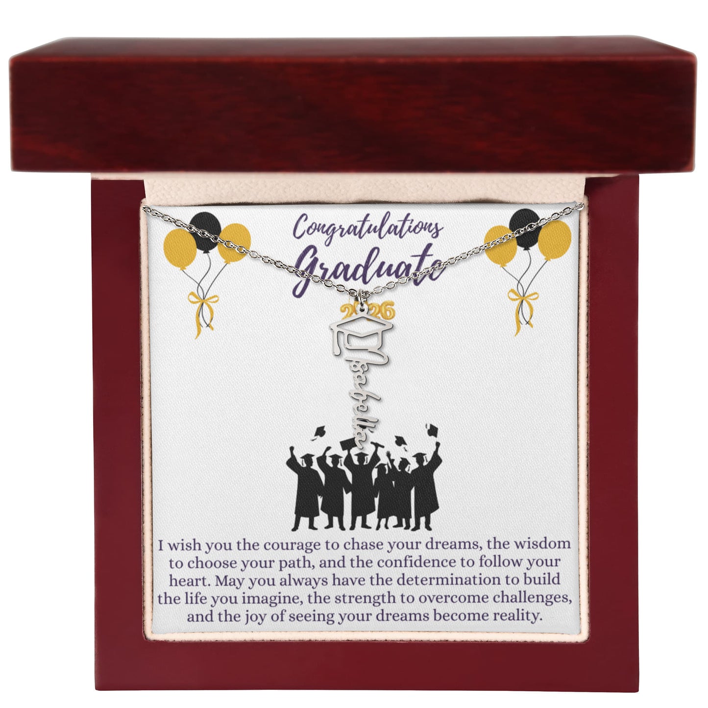 Name Graduation Necklace with "I wish..." Quote