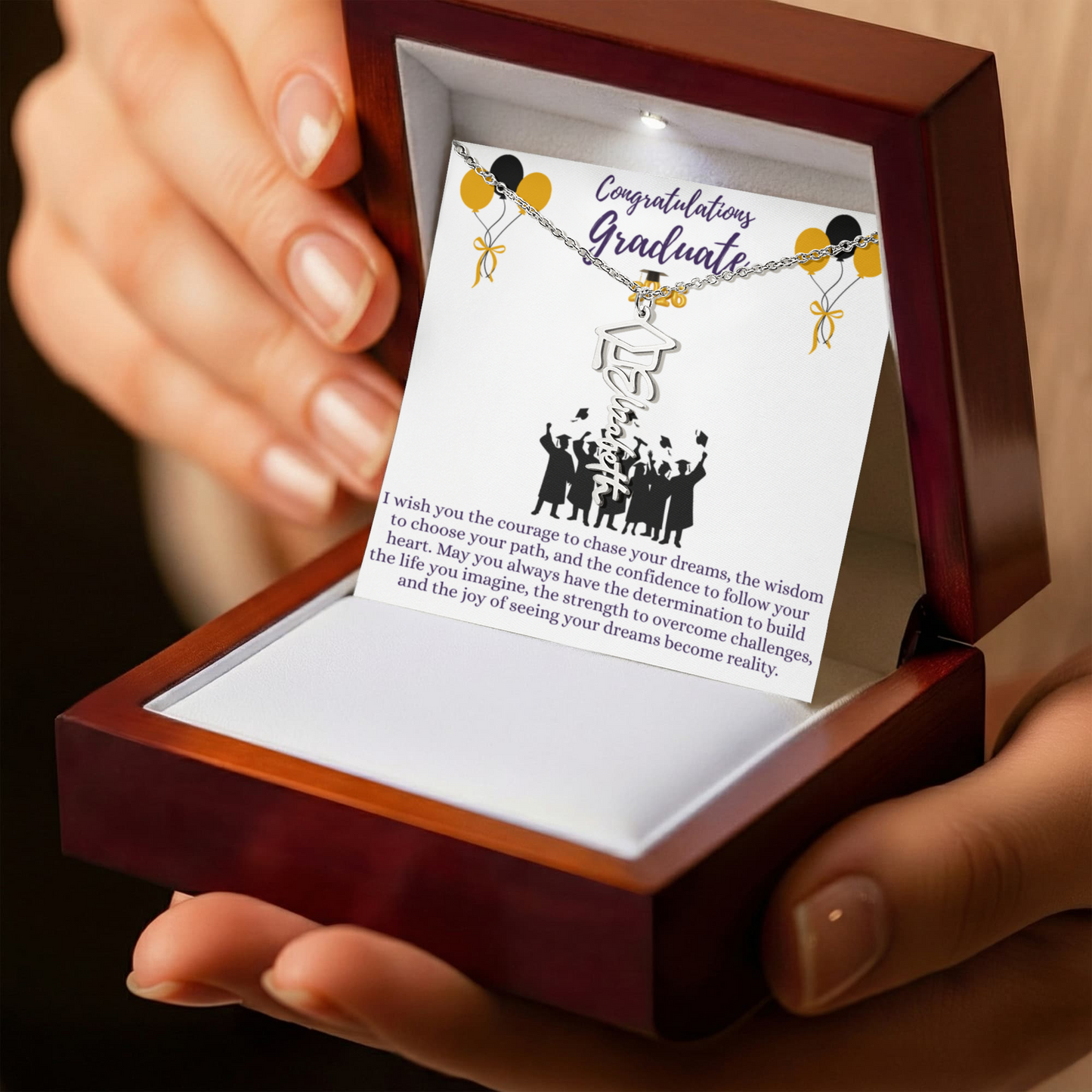 Name Graduation Necklace with "I wish..." Quote