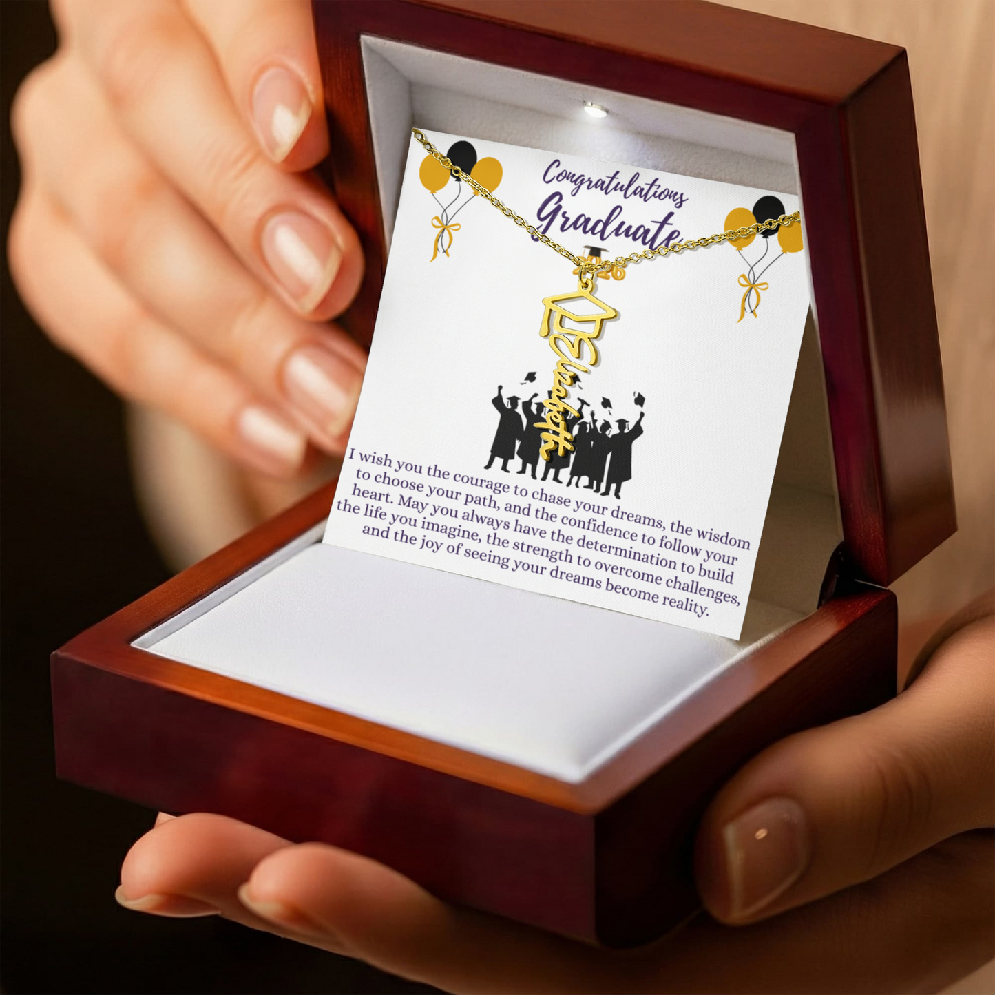 Name Graduation Necklace with "I wish..." Quote